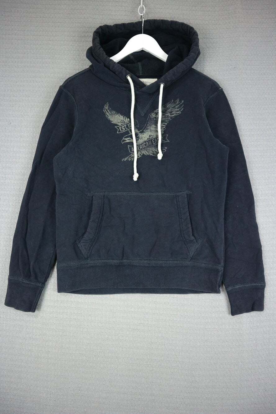 American Eagle Outfitters Vintage Graphic Eagle Hoodie Navy Blue Extra Small